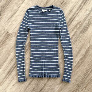 Vince Blue Striped Long Sleeve Tee Womens Small Cashmere Retro Y2K School Casual